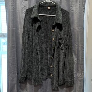 7th Ray Heather Gray Button-Up Cardigan